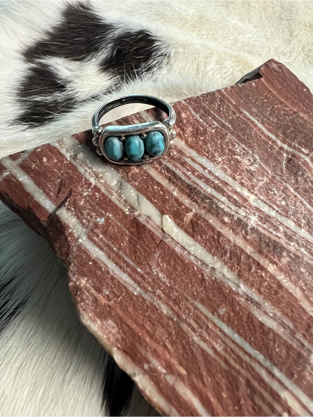 Turquoise Three-Stone Silver Ring